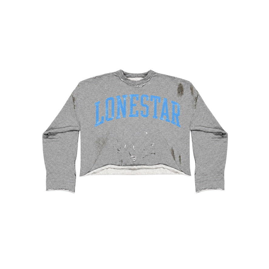 Lonestar Blue Varsity Cropped Crewneck
